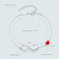 Miniatyrbillede 2 af 2: Infinity Armbånd til Kvinder Smykker 925 Sterling Sølv Armbånd Damer Kærligheds Hjerte Armbånd Gaver til Hende Kvinder Hustru Mor Red