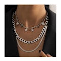 Miniatyrbillede 1 af 5: Punk Multilayer Halskæde Stjerne Slange Knogle Link Multilayer Choker Halskæde Lag Papirclips Halskæde Kæde Smykker silver B