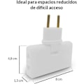 Miniatyrbild 4 av 5: Platt grenuttag med 3 uttag, grenuttag med flera uttag, 180° vridbart huvud, reseadapter, placera bakom soffan, hyllan, möbler (vit)