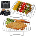 Pikkukuva 1 / 3: 2 kpl Kuivuri Teline 4 Vartaalla, Air Fryer AF300UK AF400UK Lisätarvikkeet, Grillausteline Ninja/Salter/Instant/EMtronics Kaksoislaatikkofriteerauskeittimelle