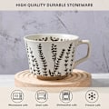 Miniatyrbilde 2 av 5: SBSG Keramisk Kaffekopp, 35 cl Nyhet Unik Tekopp med Stort Håndtak, Steinware Kopp for Te Mokka Latte Cappuccino Espresso (1 Pakke, Blad)
