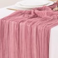 Miniatyrbillede 1 af 6: Bohemian Country Gauze Dug til Bord i Lys Rosa til Baby Shower Dekoration blue 90cmx300cm