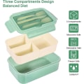 Miniatyrbilde 3 av 5: 1400 ml Bento-matboks, 3-roms beholder, bestikk, tåler oppvaskmaskin, BPA-fri sandwichboks for voksne og barn