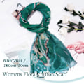 Miniatyrbilde 2 av 5: Sjal i chiffon for kvinner - Kvinnesjal lett blomstertrykk chiffon sjal skjerf wraps for vår høst