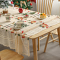 Miniatyrbillede 10 af 11: Juledug med broderet blonder 140x100/140x200/140x240/140x330cm valgfri Vinterfest rektangulær egnet til julepynt 140*100 Red maple leaf