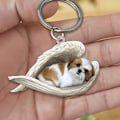 Miniatyrbild 2 av 5: 2 st Angel Sovande Hund Akryl Nyckelringar Hängsmycken Heminredning Prydnader Kontorsmaterial Presenter A BEAGLE