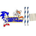 Miniatyrbild 3 av 4: 【Fisksvansflagga + ballong 20st + 1 stort pluggkort + 24 små pluggrader】 Dekorationssats för födelsedagsfest Hög kvalitet