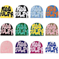Miniatyrbillede 1 af 5: Beanies, bogstaver Print Beanies Mea Y2k Beanies, hat til kvinder mænd, slouchy beanies og strikkede beanies til unisex (sort og hvid) Blue