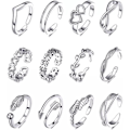 Miniatyrbild 1 av 5: 12-pack Boho Ringar / Örhängen - Justerbar silver