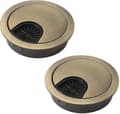 2-pack skrivbords kabelgenomföringar 60mm metall kabelhål, runt hålöverdrag för att organisera skrivbords kablar (brons)