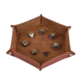 Miniatyrbillede 6 af 7: Terningbakke Læder Terning Foldbar Hexagon Bakke Terningholder Egnet Green