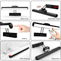 Miniatyrbillede 3 af 5: Fjernbetjening Vægskinne, Trådløs LED Billedelys, Roterende LED Lyshoved med Timer, 180° Drejelig Arm Billedelys, Sort, 32cm