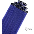 Miniatyrbilde 4 av 5: 9PCS 21\" Fargede Clip-in Hårextensions Blå Hårextensions Clip-in Jenter Blå Hårclips Hårextensions for Kvinnefest Høydepunkter (Blå)