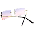 Miniatyrbild 4 av 5: Retro Rimless Solglasögon Rektangulära Rimless Lila Rosa Solglasögon För Kvinnor Män