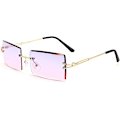 Miniatyrbild 2 av 5: Retro Rimless Solglasögon Rektangulära Rimless Lila Rosa Solglasögon För Kvinnor Män