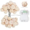 Miniatyrbillede 5 af 5: Rattan kugle LED-lyskæde, 20 LED-kuglelys dekorative 5 cm