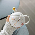 Miniatyrbillede 4 af 5: Sød Astronaut Krus med Låg og Ske, Kawaii Kop Nyhedskrus til Kaffe, Te og Mælk, Krus Gave
