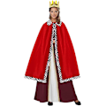 Miniatyrbild 5 av 5: Vuxen Kung Drottning Kostym Set, Kung Robe Drottning Robe med Krona (Set med 2).