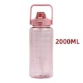 2 liters vattenflaska med sugrör Stor bärbar sportvattenkopp Rosa 2000ml Pink