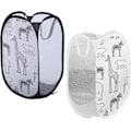 Miniatyrbilde 1 av 4: 2 Sammenleggbare kleskurver, klesvaskpose, sammenleggbar pop-up kleskurv med håndtak, for organisering av barnerom, leker, klær, 30 x 30 x 48 cm Black+White