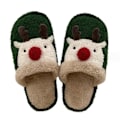 Miniatyrbillede 1 af 5: Jule-Tøfler Klar Til Kvinder Mænd Blød Plys Behagelig Varme Fuzzy Tøfler Rød Elg Julemand Indendørs Udendørs Slip On Husstøfler Jul DEEP GREEN SIZE 36 TO 37