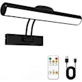 Miniatyrbillede 1 af 5: Fjernbetjening Vægskinne, Trådløs LED Billedelys, Roterende LED Lyshoved med Timer, 180° Drejelig Arm Billedelys, Sort, 32cm