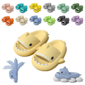 Miniatyrbild 1 av 5: Haj Slides Barn Vuxen Kvinnor Män Hajtofflor - Cloud Shark Slide Strand Sandaler Unisex Kudde Hustomte, 100% Nya light yellow 40-41
