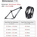 Miniatyrbillede 2 af 4: Cykelsaddelpindsklemme i aluminiumlegering med hurtigudløser til cykelsadelpindrør 28,6 mm 31,8 mm 34,9 mm (sort - 31,8 mm)
