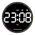 Miniatyrbild 1 av 5: Digital väggklocka med färgglada ljus, 10 tum LED digital klocka med fjärrkontroll, tid väckarklocka för Li