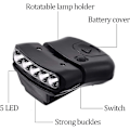 Miniatyrbillede 3 af 5: 6 stk. Clip-hovedlamper, hovedlamper, sikkerhedshjelmtilbehør, 5 LED-roterende kasketlygte, clip-on lommelygte, clip-on kasketlygter (sort)