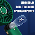 Miniatyrbild 2 av 2: Bärbara Handhållna USB-uppladdningsbara Fläktar med 5 Hastigheter, Batteridriven Minifläkt Hopfällbar Skrivbordsfläkt med LED-Display för Kontor Utomhusresor Green