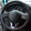 Miniatyrbild 1 av 6: Svart konstläder handsydd rattöverdrag för Mazda 3 Axela Mazda 6 Atenza Mazda 2 CX-3 CX3 CX-5 CX5 Scion