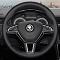 Miniatyrbild 1 av 5: Skräddarsydd rattöverdrag i flätad läder 100% passform för Skoda Octavia 2017 Fabia 2016 2017 Rapid Spaceback 2016 Superb (3-ekrad)
