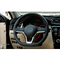 Miniatyrbild 1 av 3: Aosrrun svart läder handsydd rattöverdrag för Nissan Kicks X-Trail March Rogue Qashqai Serena 2017 2018 2019 RED LINE