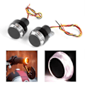 Miniatyrbild 1 av 4: 2st Motorcykel LED Styre Ljus Blinkers Indikator Ändgrepp Sidomarkering (Vit + Gult Ljus)