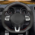 Miniatyrbild 1 av 6: Skräddarsydd rattöverdrag i svart mocka för Volkswagen Golf 6 GTI MK6 VW Polo GTI Scirocco R Passat CC R-Line 2010 Style 3
