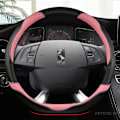 Miniatyrbild 3 av 6: Rattskinnsöverdrag i kolfiberläder för Citroën DS3 DS4 DS5 DS5 DS 5LS DS6 DS7 DS9, D-formad, 38 cm, biltillbehör PINK