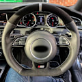 Miniatyrbild 1 av 6: Svart mocka kolfiber läder rattöverdrag rattfläta för Audi A5 A7 RS7 S7 SQ5 S6 S5 RS5 S4 RS4 S3 2012-2018 Style 4