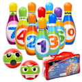 Miniatyrbild 1 av 4: Bowling Set - 10 käglor + 2 bowlingklot för pojkar flickor barn