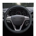 Miniatyrbild 3 av 6: Handsydd svart PU-läder rattöverdrag för Lada Vesta 2015 2016 2017 2018 2019 2020 Xray red thread