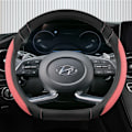 Miniatyrbild 5 av 6: Isilke + läder D-formad rattöverdrag för Hyundai Creta II 2021 2022 biltillbehör COFFEE