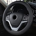 Miniatyrbild 1 av 6: 100% Dermay Märkesläder Universal Bilrattstyrningsöverdrag 37cm-38cm Bilstyling Sport Auto Rattöverdrag Halkskydd black