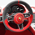 Miniatyrbild 1 av 6: Handsydd rattöverdrag i svart kolfibermocka med halkfritt grepp för Porsche Taycan Cayenne Macan Panamera 718 911 style 4