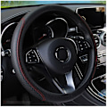 Miniatyrbild 1 av 6: Rattstyrningsöverdrag flätad på rattöverdraget cubre auto bilrattöverdrag biltillbehör rattöverdrag black red