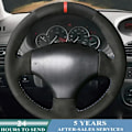 Miniatyrbild 1 av 6: Skräddarsydd rattöverdrag i mockaläder med halkfritt grepp för Peugeot 206 1998-2005 206 SW 2003-2005 206 CC 2004 2005