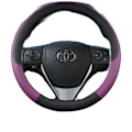 Miniatyrbild 5 av 6: Bilstyrhjulsskydd i flätad läder för Toyota Camry CHR Auris Yaris Corolla RAV4 Prius 30 Celica Aqua red