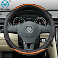 Miniatyrbild 1 av 6: Rattskinnsöverdrag i kolfiber PU-läder för VW T4 T5 T6 Multivan Transporter bil O Shape Orange