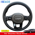 Miniatyrbild 1 av 6: Skräddarsydd mikrofiberläder DIY rattöverdrag för Kia Carnival IV 2021 2022 2023 Volant biltillbehör interiör
