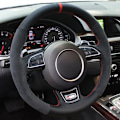 Miniatyrbild 1 av 6: Rattskinnsöverdrag för ratt till Audi A1 A3 A4 2015-2016 A7 2012-2018 S7 2013-2018 RS7 2014-2015 i mockaläder, biltillbehör Style 1