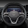 Miniatyrbild 1 av 6: D-format rattöverdrag för VW Sharan Passat Caddy Touran Tiguan 2015-2021 Teramont Atlas T-Roc T-Cross 2017-2021 BLACK
